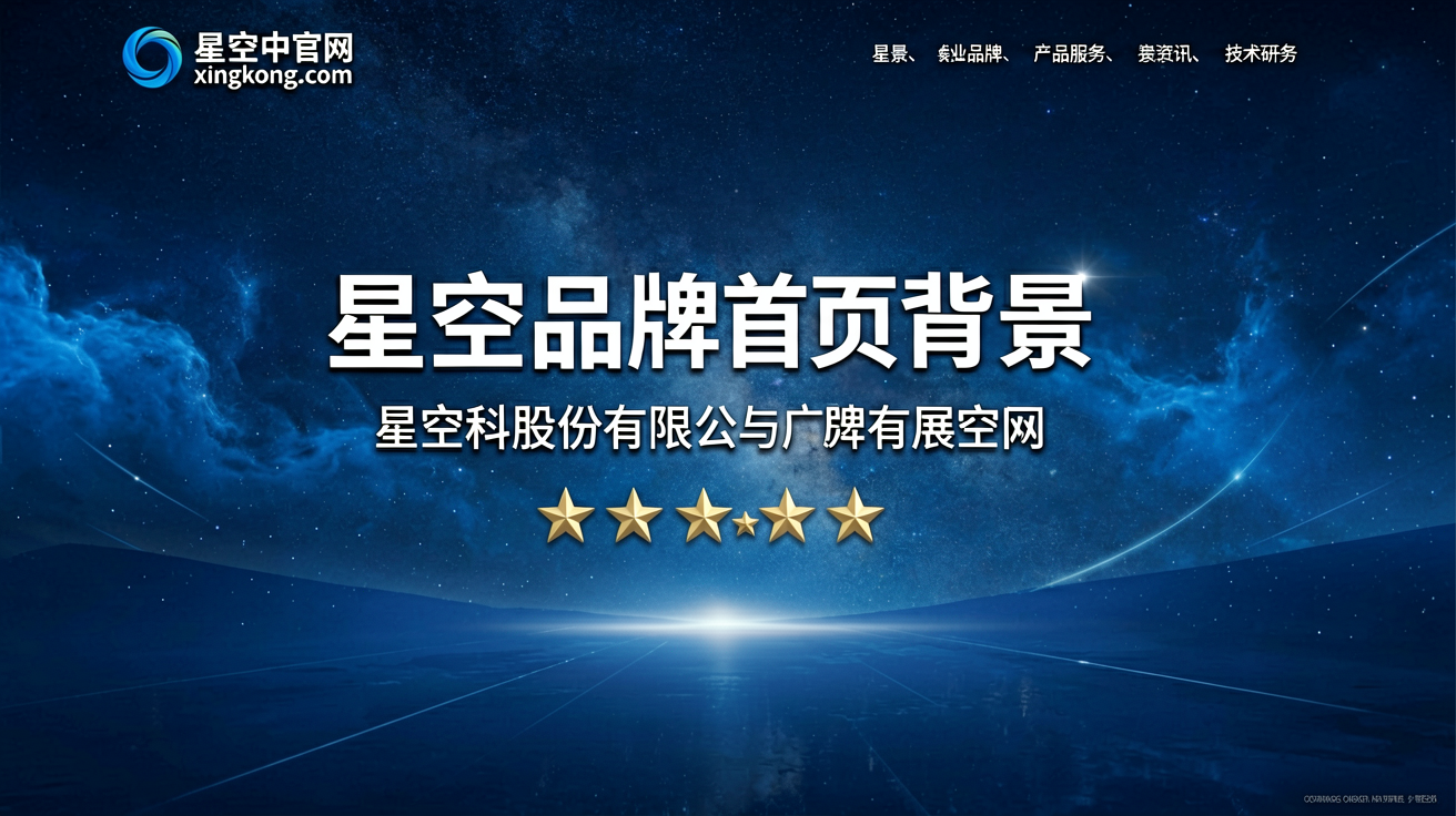 星空品牌首页背景，深蓝色宇宙星空视觉，象征科技创新与广阔发展空间